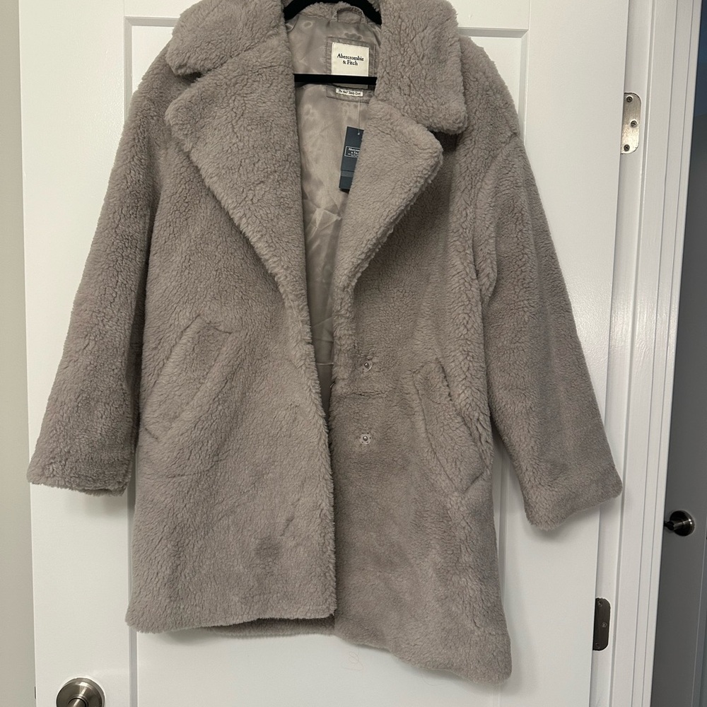 Abercrombie Gray Oversized Teddy Coat